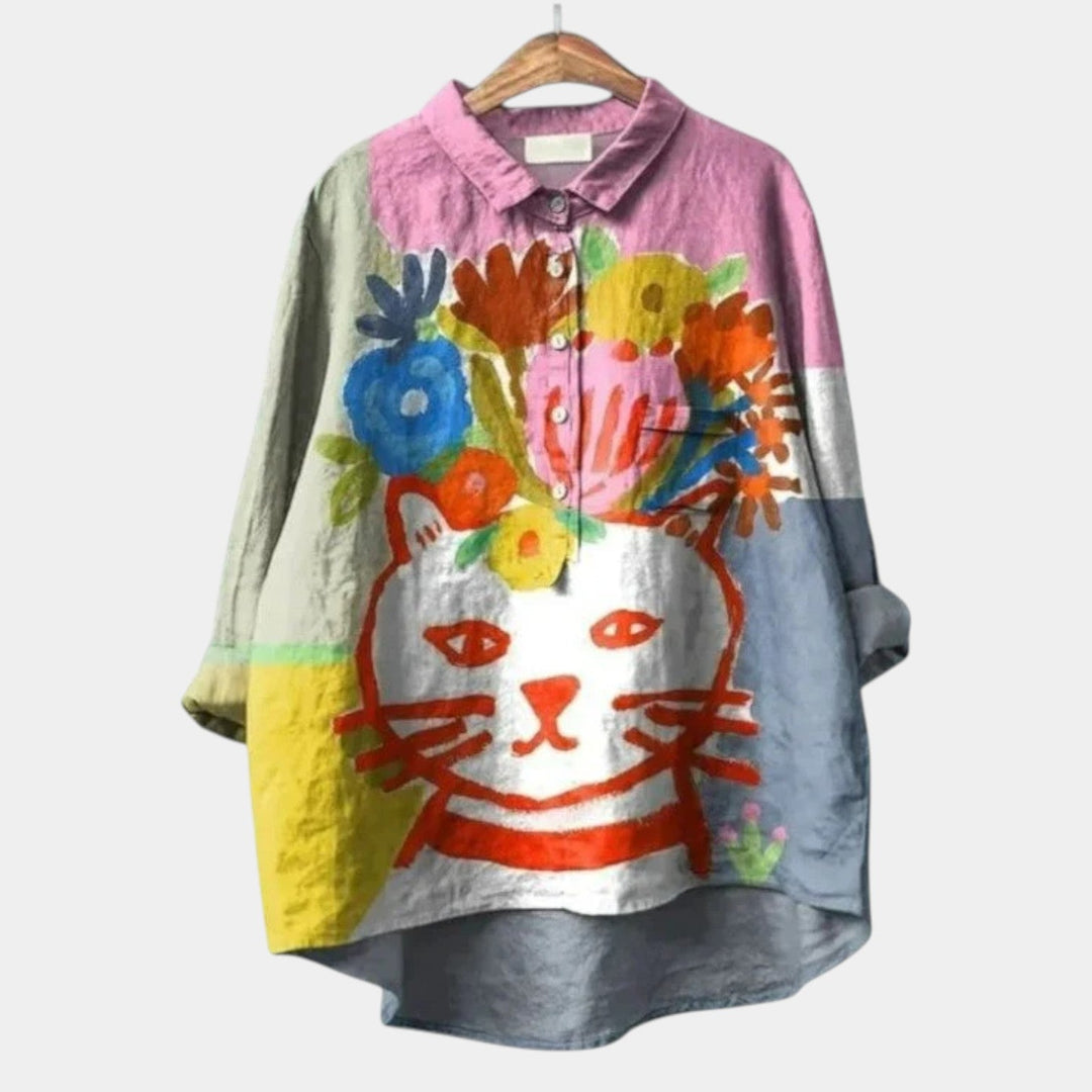 Juliana | Blusa de gato y flores