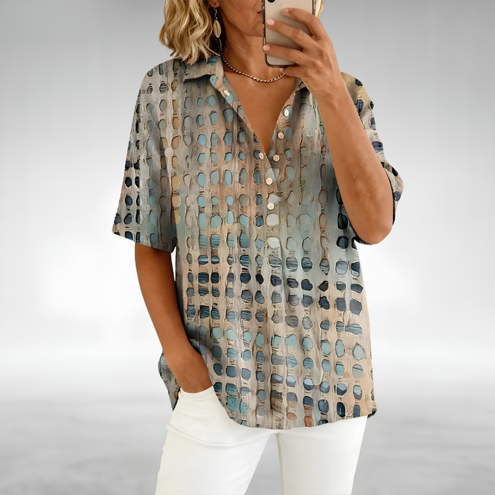 Melody | Blusa de manga corta con estampado abstracto de puntos