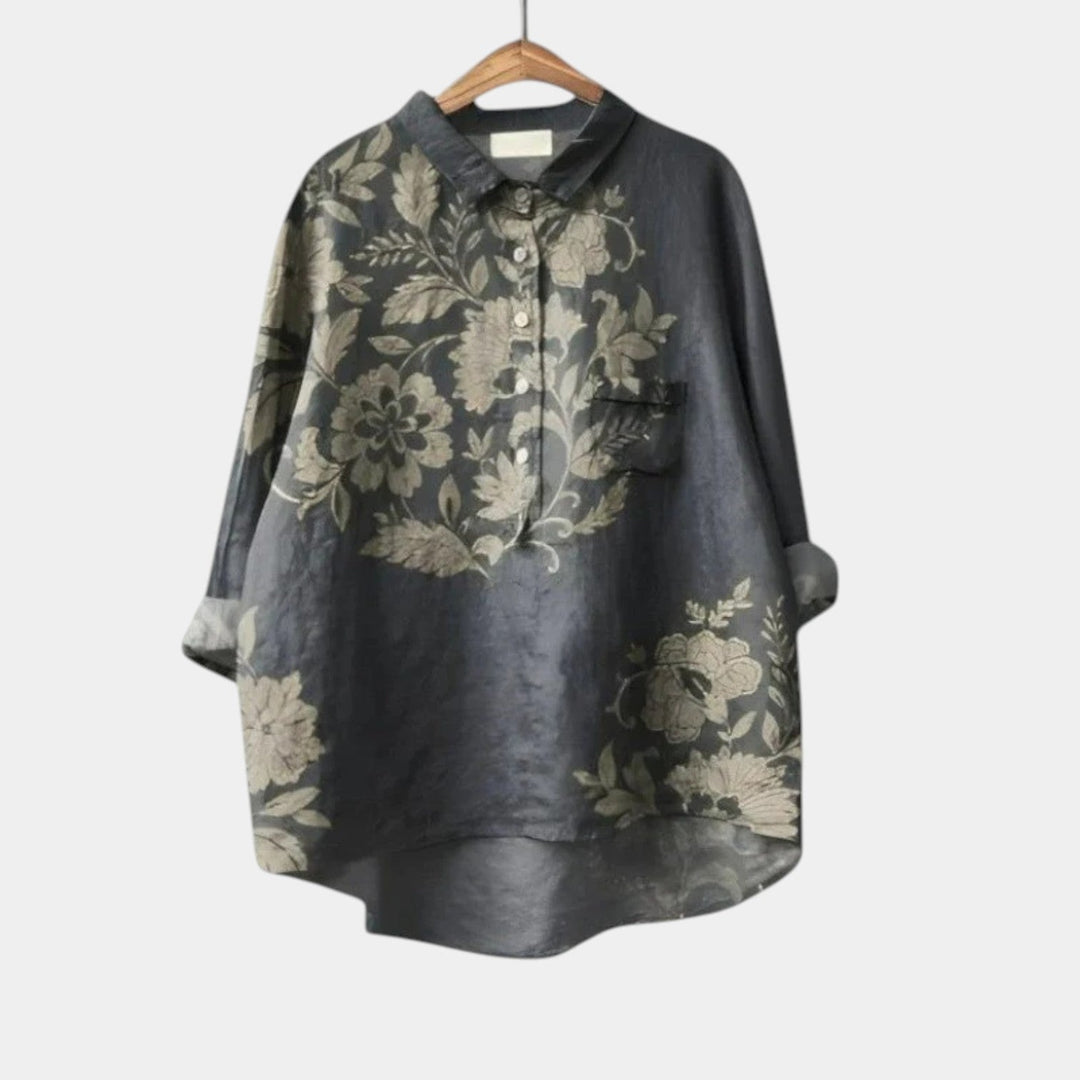 Celeste | Blusa botánica en gris carbón
