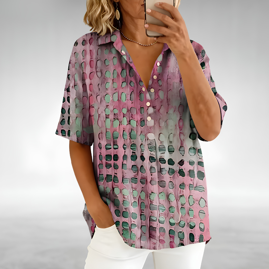 Melody | Blusa de manga corta con estampado abstracto de puntos