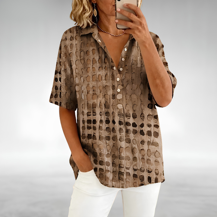 Melody | Blusa de manga corta con estampado abstracto de puntos