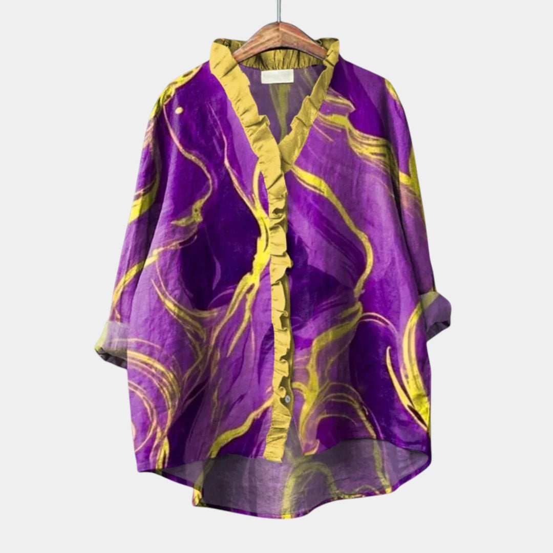 Aurora | Blusa a pinceladas en magenta
