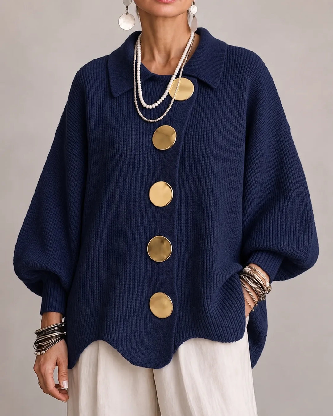 Elara | Cárdigan Oversize de Punto con Botones