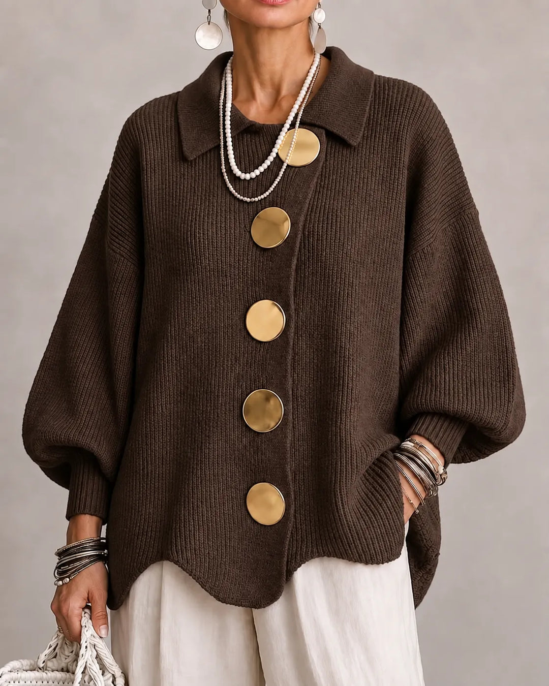 Elara | Cárdigan Oversize de Punto con Botones