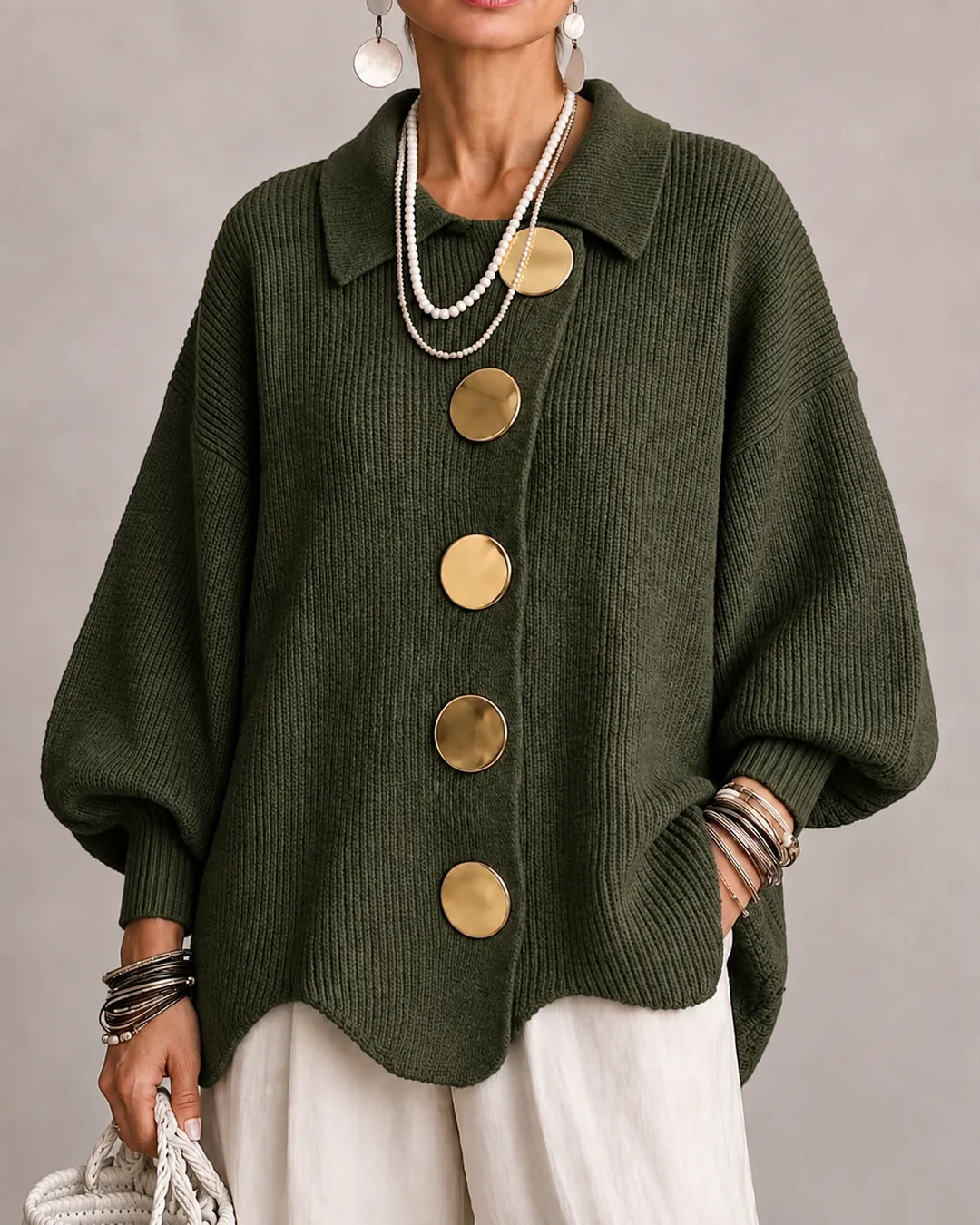 Elara | Cárdigan Oversize de Punto con Botones
