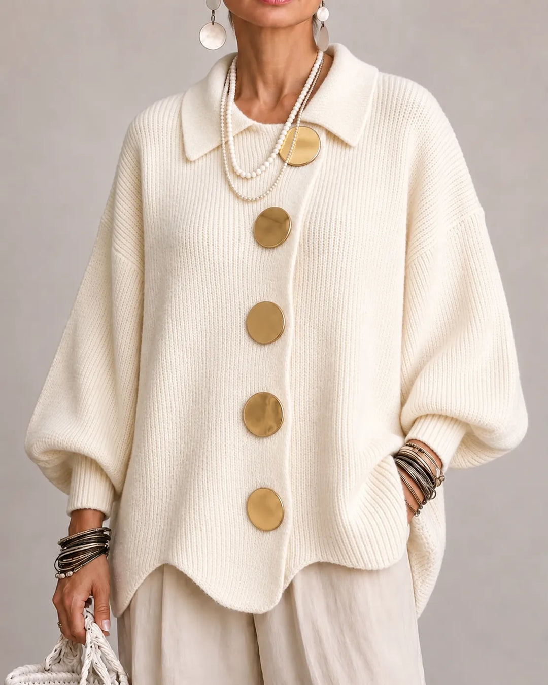 Elara | Cárdigan Oversize de Punto con Botones