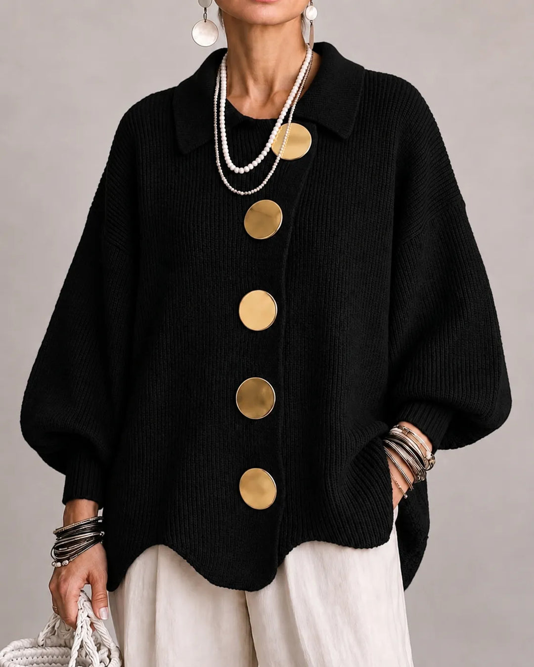 Elara | Cárdigan Oversize de Punto con Botones