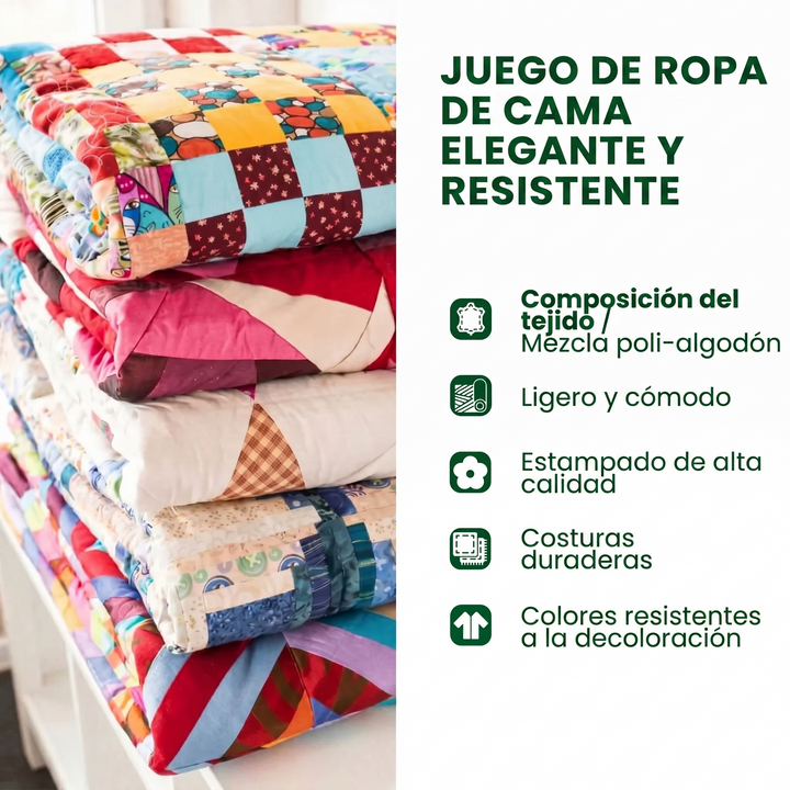 Juego de cama acolchado de 3 piezas - Brillo Solar