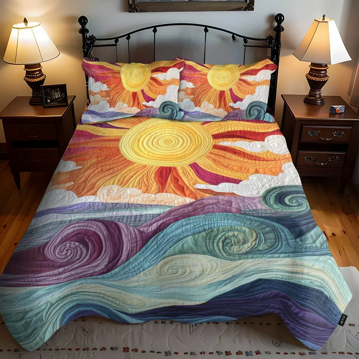 Juego de cama acolchado de 3 piezas - Encanto Solar