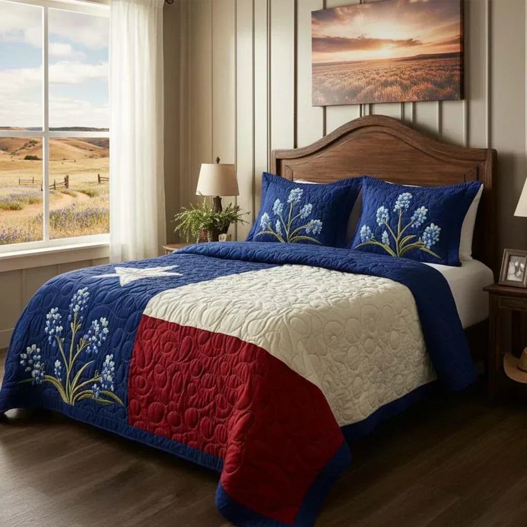 Juego de cama acolchado de 3 piezas - Orgullo de Texas