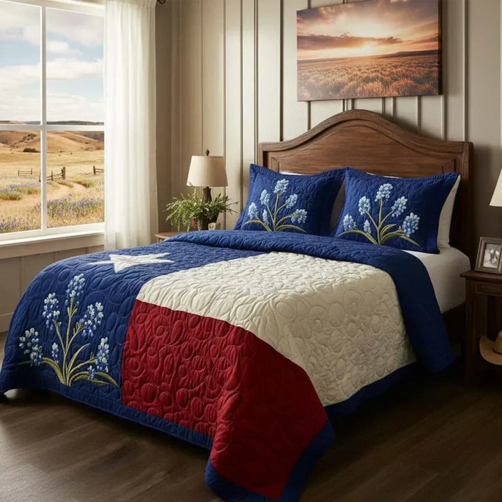 Juego de cama acolchado de 3 piezas - Orgullo de Texas