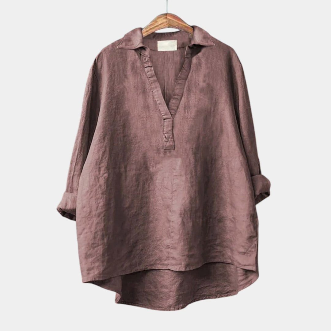 Venus | Blusa de cuello en V en color avena