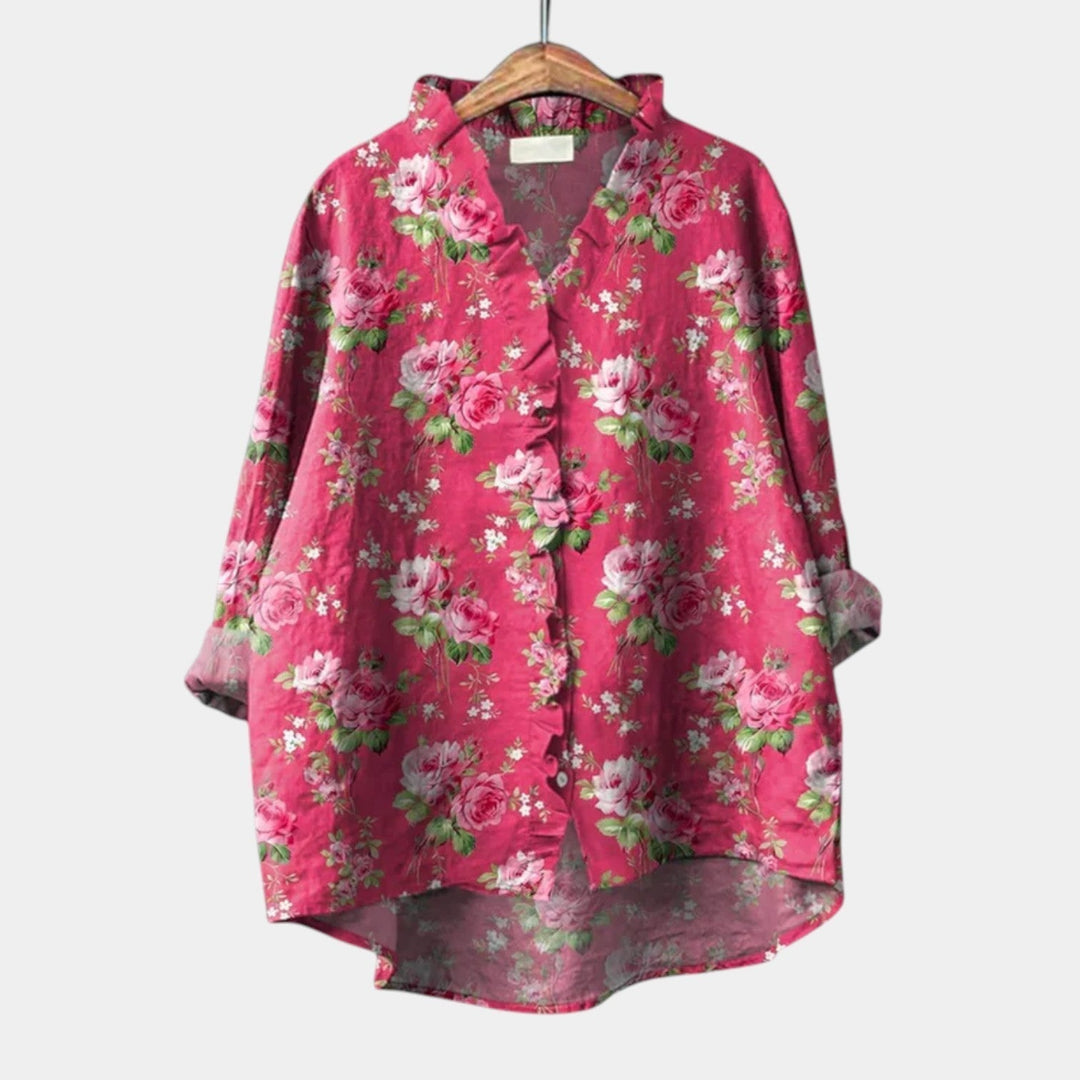Ameilia | Blusa con estampado de rosas en fucsia