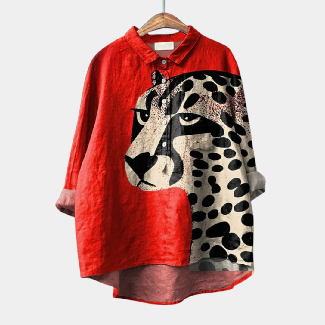 Nala | Blusa con gráfico de leopardo en rojo