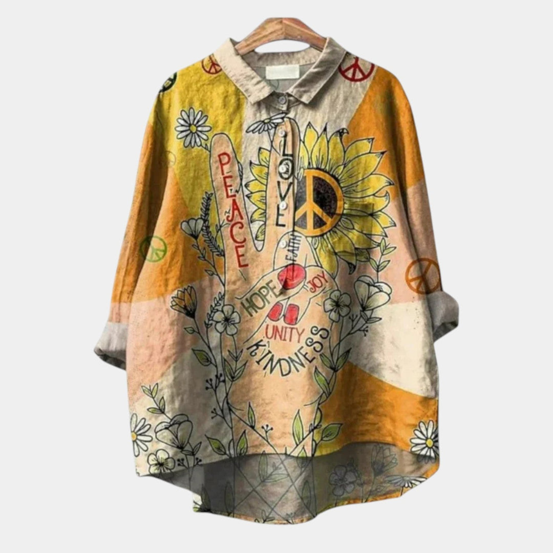 Celestia | Blusa de girasoles con mensaje