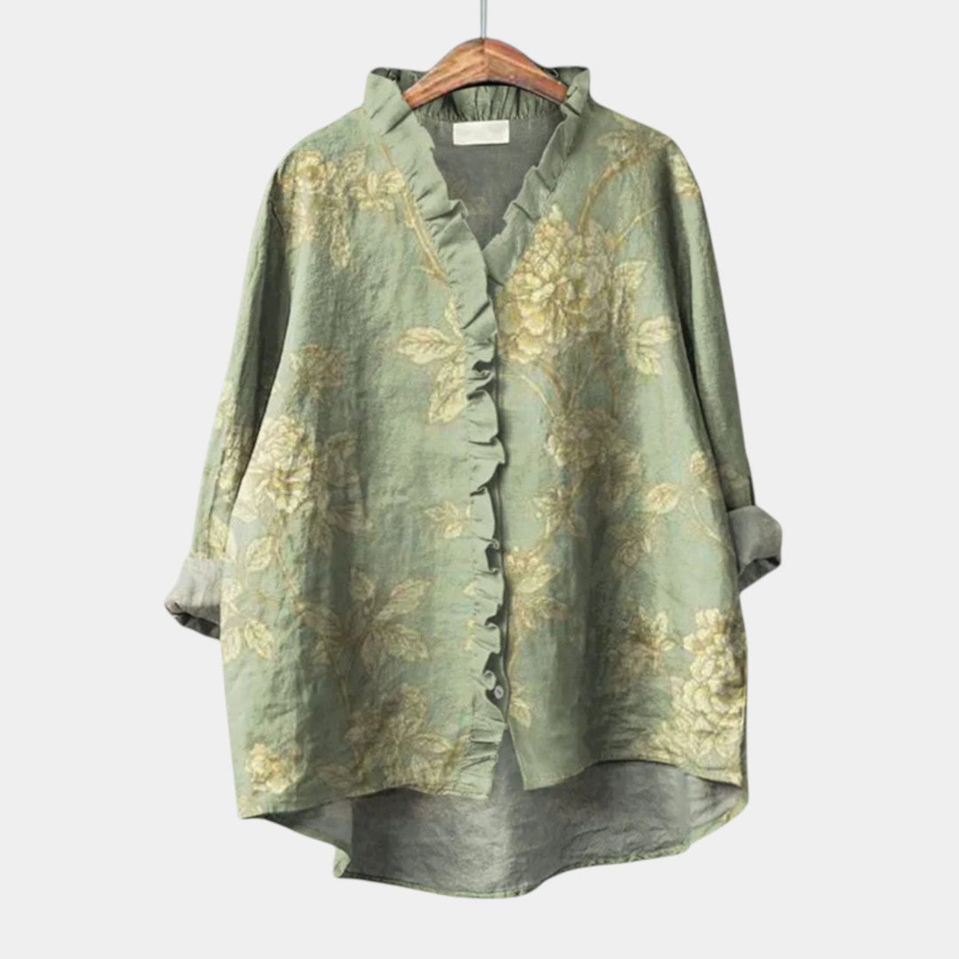 Jayda | Blusa floral tono sobre tono en salvia