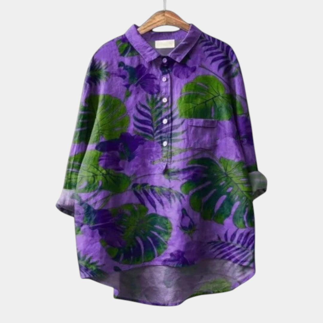 Giulia | Blusa con estampado de hojas tropicales